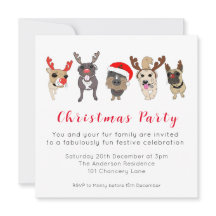 かわいい犬のクリスマスの招待状