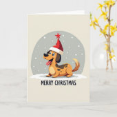 かわいい犬のクリスマスカード カード (黄色い花)