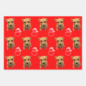 かわいい犬のクリスマスサンタ雪だるまキャンディカン ラッピングペーパーシート (正面)
