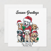 かわいい犬のクリスマススケッチ シーズンカード (正面/裏面)