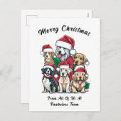 かわいい犬のクリスマススケッチ シーズンポストカード (正面/裏面)