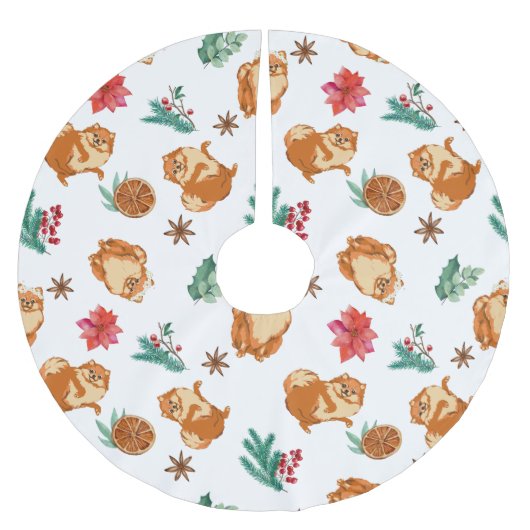 かわいい犬のクリスマスツリースカート ブラッシュドポリエステルツリースカート (正面)