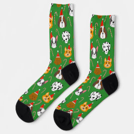 かわいい犬のクリスマスパターン(の模様が)ある ソックス