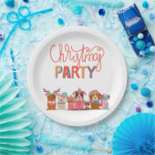 かわいい犬のクリスマスパーティー ペーパープレート (パーティー)