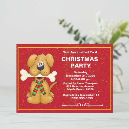 かわいい犬のクリスマスパーティー 招待状 (スタンド正面)