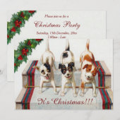 かわいい犬のクリスマスパーティー 招待状 (正面/裏面)