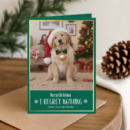 かわいい犬のクリスマスホリデーおもしろ写真折りたたみカード シーズンカード