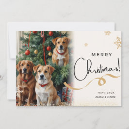 かわいい犬のクリスマスホリデーのグリーティングカード シーズンカード