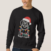 かわいい犬のクリスマスライトと帽子 スウェットシャツ (正面)