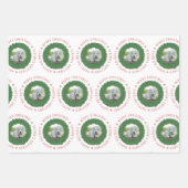 かわいい犬のクリスマスリースカスタムペットフォト ラッピングペーパーシート (正面)