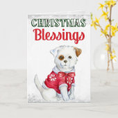 かわいい犬のクリスマス恵み カード (黄色い花)