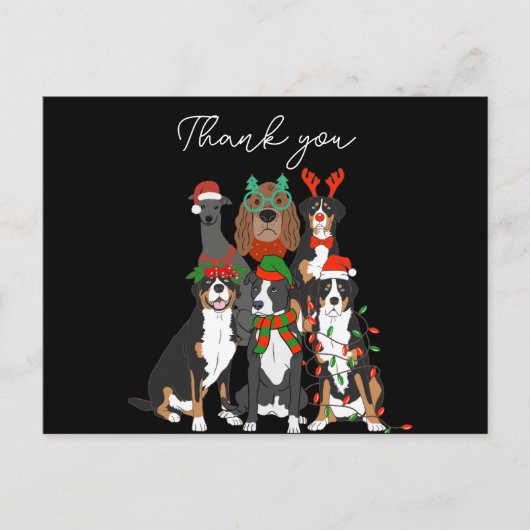 かわいい犬のクリスマス感謝祭 ポストカード (正面)