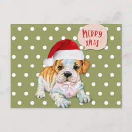かわいい犬のクリスマス水玉模様 ポストカード