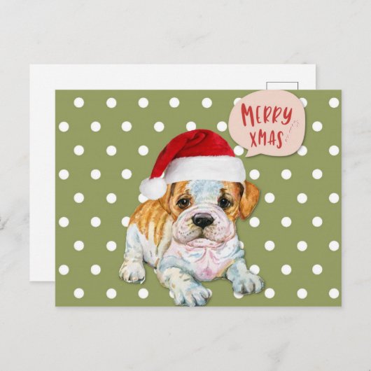 かわいい犬のクリスマス水玉模様 ポストカード (正面/裏面)