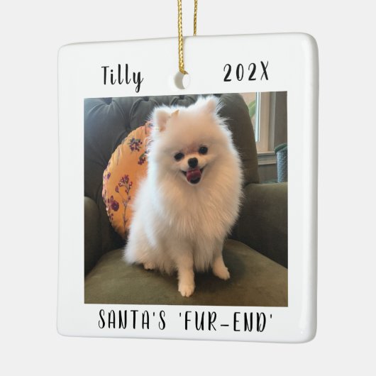 かわいい犬のクリスマス記念品フェイト両面ペット写真 セラミックオーナメント (左)
