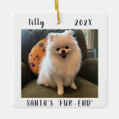 かわいい犬のクリスマス記念品フェイト両面ペット写真 セラミックオーナメント (正面)