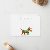 かわいい犬のクリスマス フラット ノート カードをカスタマイズ (正面/裏面インサイチュ)