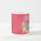 かわいい犬のクリスマス フロストグラスマグカップ (正面右)