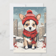 かわいい犬のクリスマス ポストカード