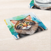 かわいい犬のクローズアップのミニクリップボード スクエアペーパーコースター (アングル)