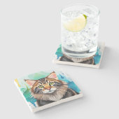 かわいい犬のクローズアップのミニクリップボード ストーンコースター (横)