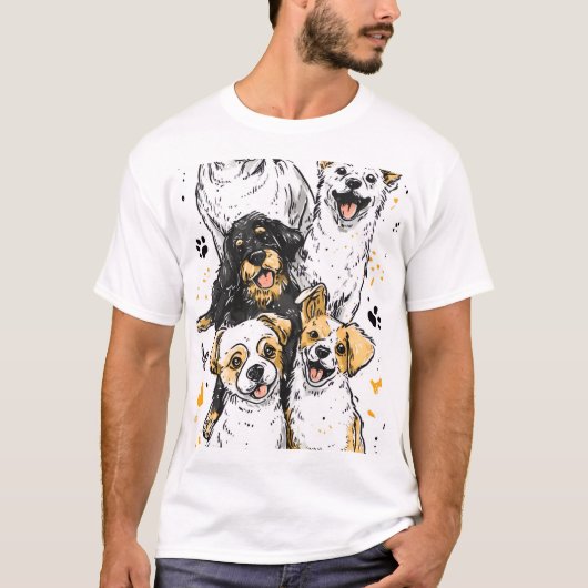 かわいい犬のグラフィックTシャツ Tシャツ (正面)