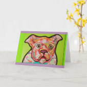 かわいい犬のグリーティングカード カード (黄色い花)