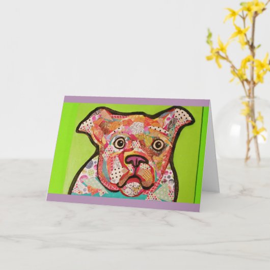 かわいい犬のグリーティングカード カード (黄色い花)