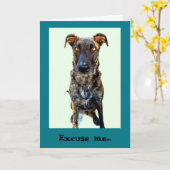 かわいい犬のグリーティングカード カード (黄色い花)