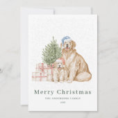 かわいい犬のグリーンChristmas シーズンカード (正面)