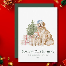 かわいい犬のグリーンChristmas シーズンカード