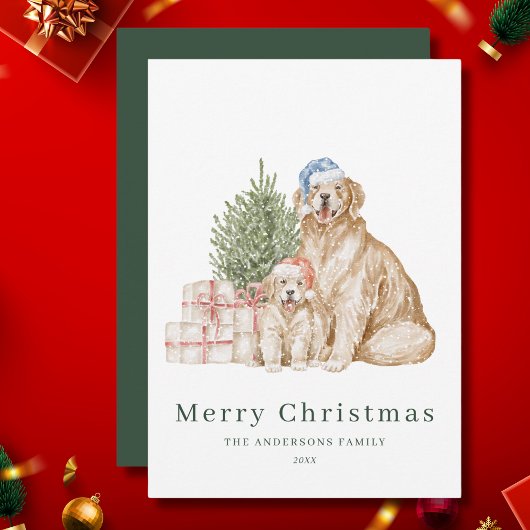 かわいい犬のグリーンChristmas シーズンカード