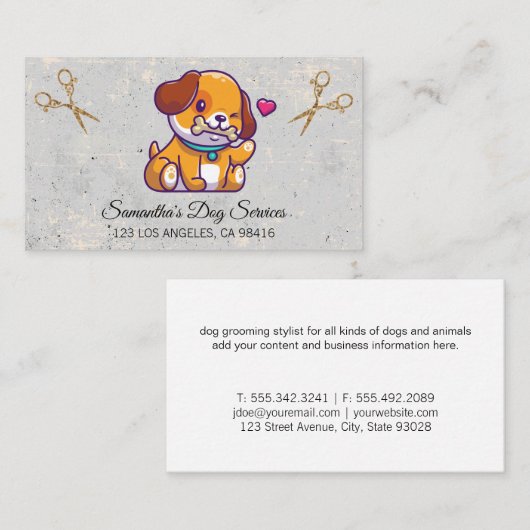 かわいい犬のグルーミングエレガントが名刺を隠す 名刺 (正面/裏面)