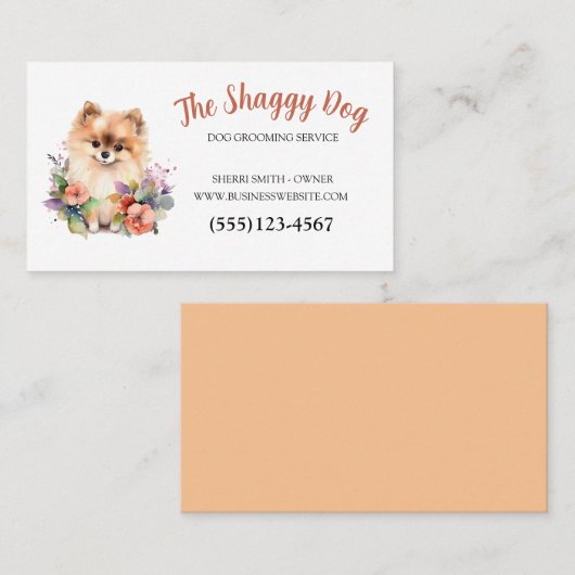かわいい犬のグルーミングフローラペットサービス 名刺 (正面/裏面)