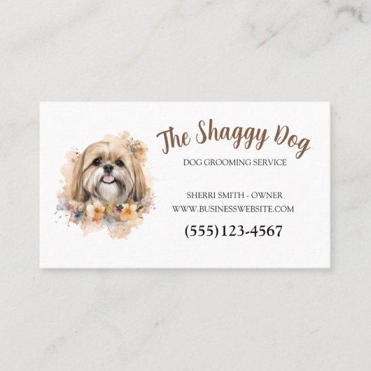 かわいい犬のグルーミングフローラペットサービス 名刺 (正面)