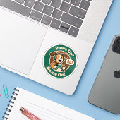 かわいい犬のゲーマー「パウスアップ!ゲームオン!」デザイン シール (ノートパソコンとiPhone)