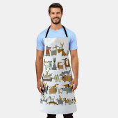 かわいい犬のコレクション、スケッチヴィンテージイラストレーション エプロン (着用した状態)