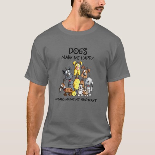 かわいい犬のシャツの犬が人間に幸せになれるH Tシャツ (正面)
