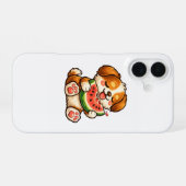 かわいい犬のスイカ iPhone 16ケース (裏面横)