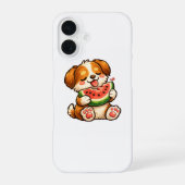 かわいい犬のスイカ iPhone 16ケース (裏面)