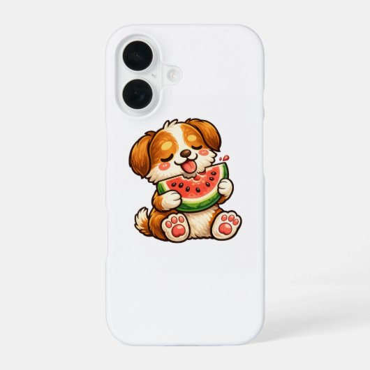 かわいい犬のスイカ iPhone 16ケース (裏面)