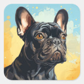 かわいい犬のステッカー スクエアシール (正面)