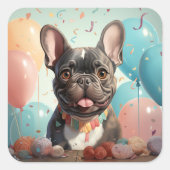 かわいい犬のステッカー スクエアシール (正面)