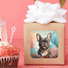 かわいい犬のステッカー スクエアシール