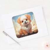 かわいい犬のステッカー スクエアシール (封筒)