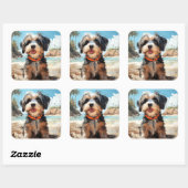 かわいい犬のステッカー スクエアシール (シート)