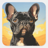 かわいい犬のステッカー スクエアシール (正面)