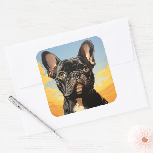 かわいい犬のステッカー スクエアシール (封筒)