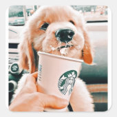 かわいい犬のステッカー スクエアシール (正面)