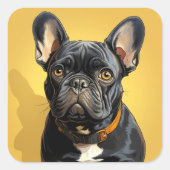 かわいい犬のステッカー スクエアシール (正面)